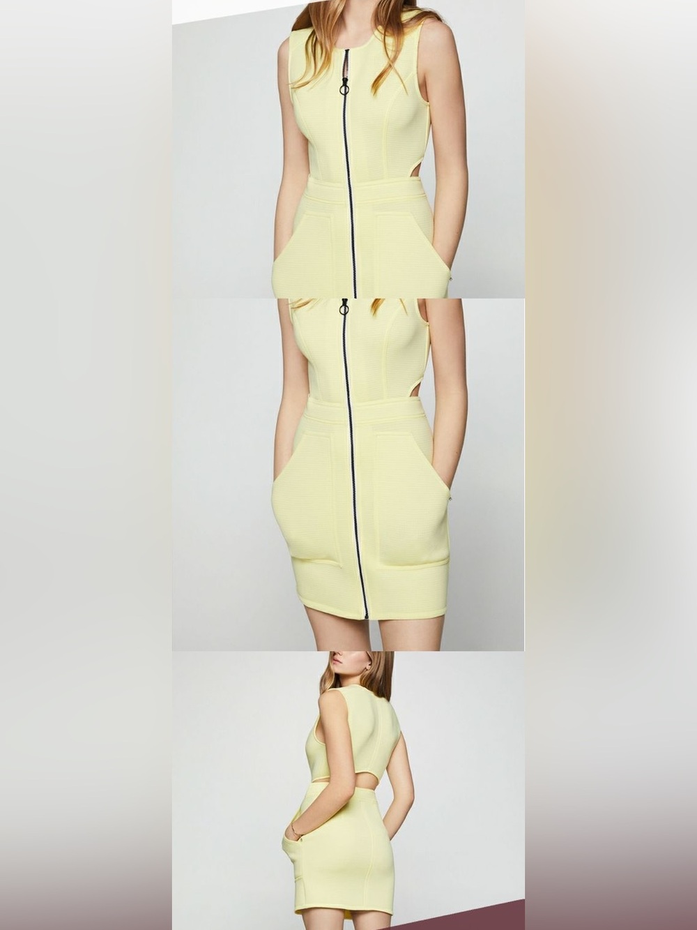 BCBGeneration Pale Yellow Zip-Front Mini Dress